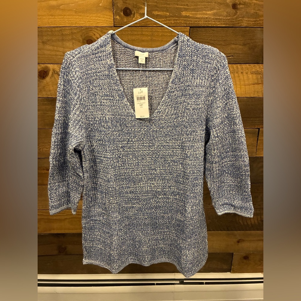 J. Jill Heathered Blue V-Neck Sweater